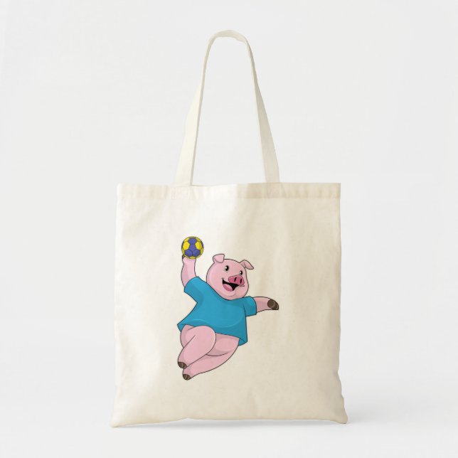Pig as Handball player with Handball Tote Bag (Front)