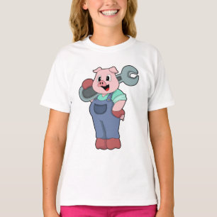 Pig as Mechanic with Wrench T-Shirt
