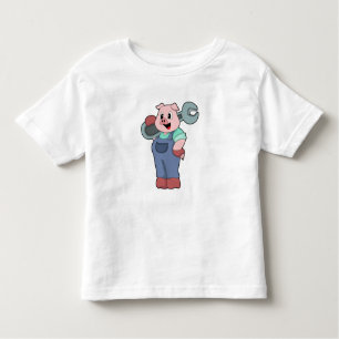 Pig as Mechanic with Wrench Toddler T-Shirt