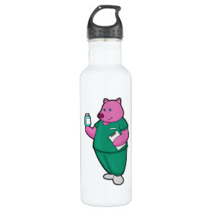 Pig as Nurse with Medicine 710 Ml Water Bottle