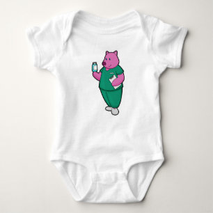 Pig as Nurse with Medicine Baby Bodysuit