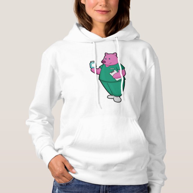 Pig as Nurse with Medicine Hoodie (Front)