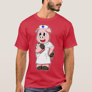 Pig as Nurse with Smock T-Shirt
