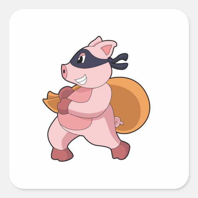 Pig as Runner Square Sticker (Front)
