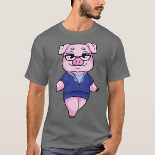 Pig as Secretary with Glasses 2 T-Shirt