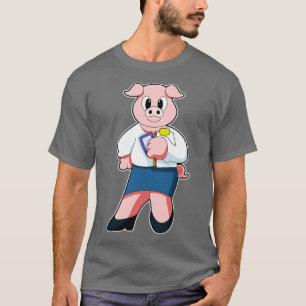 Pig as Secretary with Skirt T-Shirt