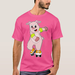 Pig as Skater with Inline skates 1 T-Shirt