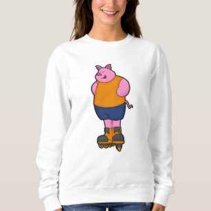 Pig as Skater with Inline skates Sweatshirt