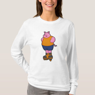 Pig as Skater with Inline skates T-Shirt