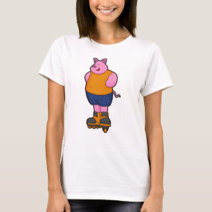 Pig as Skater with Inline skates T-Shirt