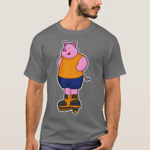 Pig as Skater with Inline skates T-Shirt
