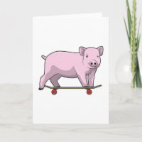Pig as Skater with Skateboard