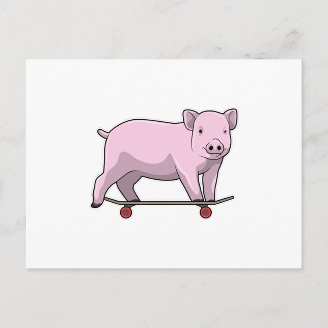 Pig as Skater with Skateboard Postcard (Front)