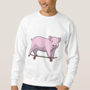Pig as Skater with Skateboard Sweatshirt