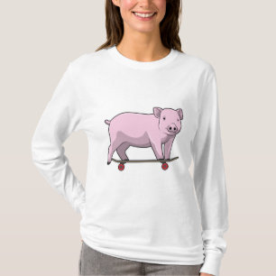 Pig as Skater with Skateboard T-Shirt