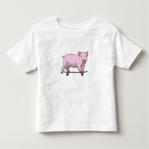Pig as Skater with Skateboard Toddler T-Shirt