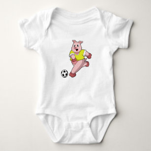 Pig as Soccer player with Soccer Baby Bodysuit