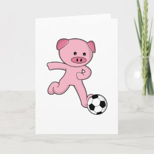 Pig as Soccer player with Soccer ball Card