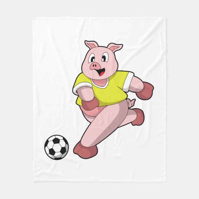 Pig as Soccer player with Soccer Fleece Blanket (Front)
