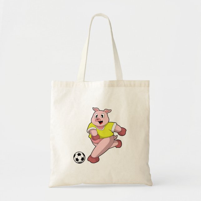 Pig as Soccer player with Soccer Tote Bag (Front)