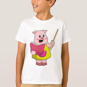 Pig as Teacher with Book T-Shirt
