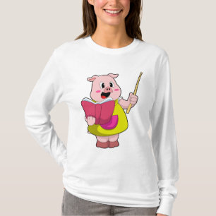 Pig as Teacher with Book T-Shirt