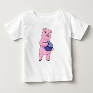 Pig at Bowling with Bowling ball Baby T-Shirt