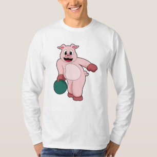 Pig at Bowling with Bowling ball T-Shirt