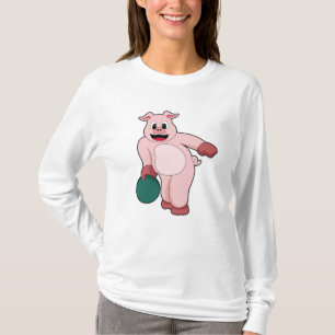 Pig at Bowling with Bowling ball T-Shirt