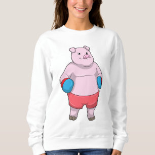 Pig at Boxing with Boxing gloves Sweatshirt