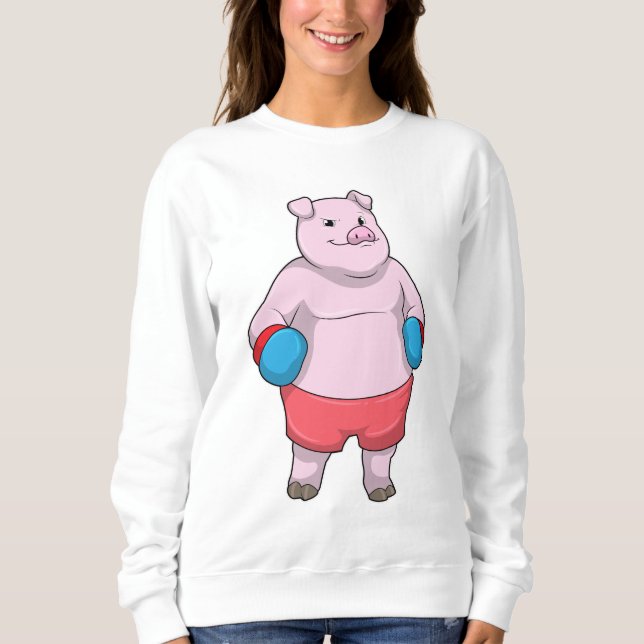 Pig at Boxing with Boxing gloves Sweatshirt (Front)