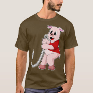 Pig at Fishing with Fish hook T-Shirt