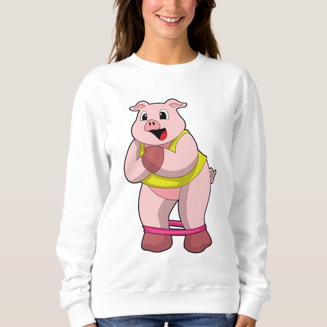 Pig at Fitness with Rubber band Sweatshirt (Front)