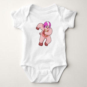 Pig at Football Sports Baby Bodysuit