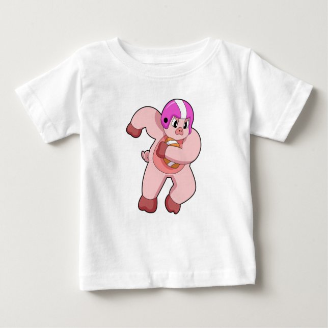 Pig at Football Sports Baby T-Shirt (Front)