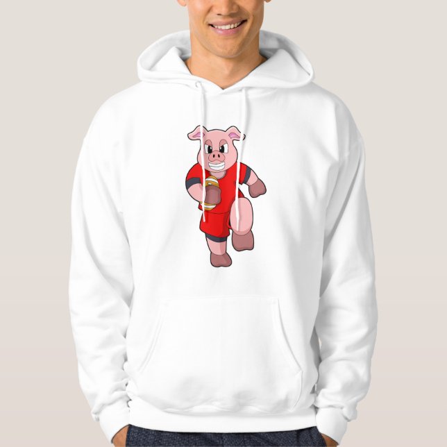 Pig at Football Sports Hoodie (Front)
