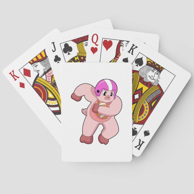 Pig at Football Sports Playing Cards (Back)