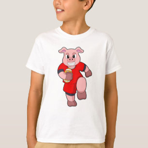Pig at Football Sports T-Shirt