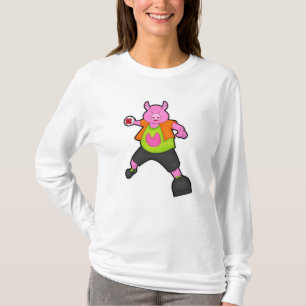Pig at Handball player with Handball T-Shirt