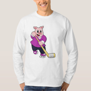 Pig at Ice hockey with Ice hockey stick T-Shirt