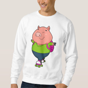 Pig at Inline skating with Roller skates Sweatshirt