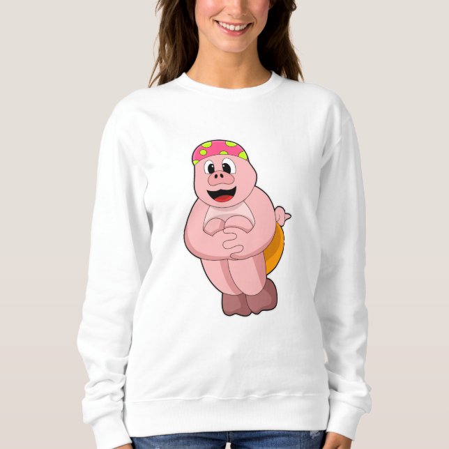 Pig at Jumping into Water Sweatshirt (Front)