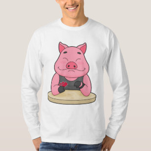 Pig at Poker with Poker cards T-Shirt