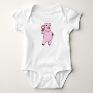Pig at Poker with Poker chips Baby Bodysuit