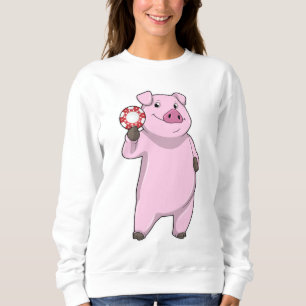 Pig at Poker with Poker chips Sweatshirt