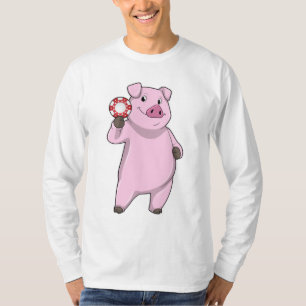 Pig at Poker with Poker chips T-Shirt