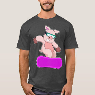 Pig at Snowboard Sports Ski goggles T-Shirt