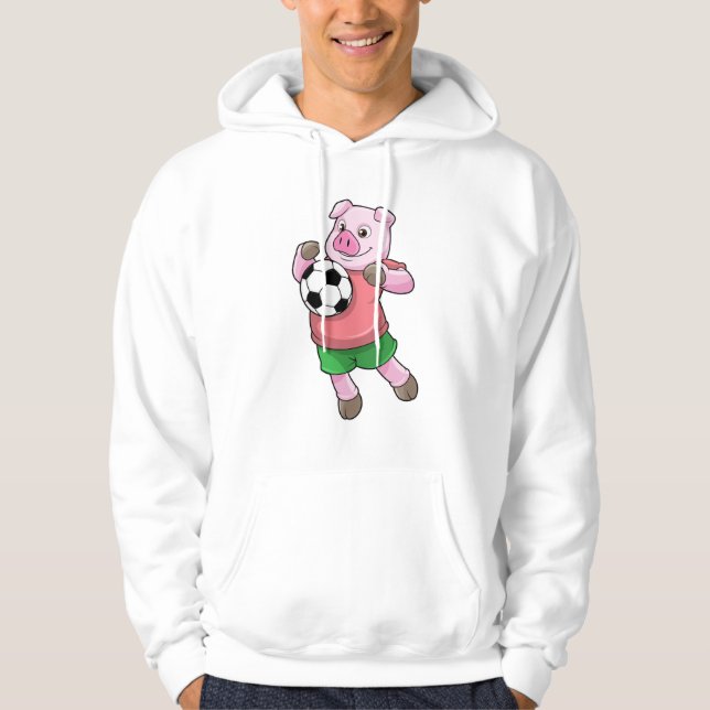 Pig at Soccer Sports Hoodie (Front)