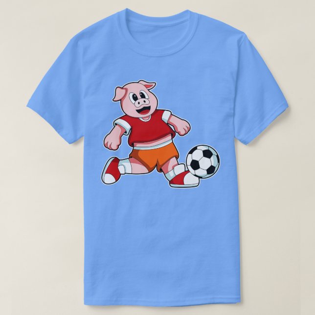 Pig at Sports with Soccer T-Shirt (Design Front)