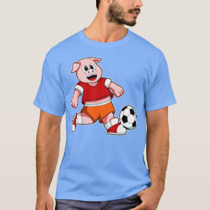 Pig at Sports with Soccer T-Shirt